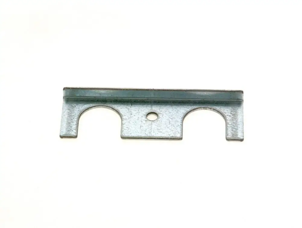 BOSCH Federstecker mit zwei Aussparungen und einer zentralen Bohrung, aus Metall, einfaches, funktionales Design.